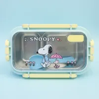 Snoopy Blue 750ml Stainless Steel Lunch Box – Double Compartment Bento Box with Spoon